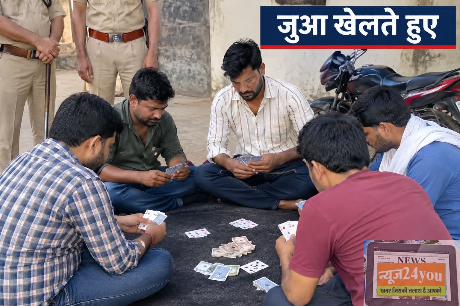 देवराकला में जुआ फड़ पर दबिश, 14,380 रुपये नकद और ताश के पत्ते बरामद,विजयराघवगढ़ पुलिस ने जुआ खेलते छह आरोपियों को पकड़ा,