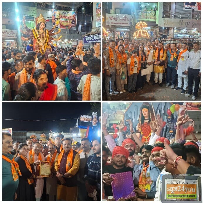 धूमधाम से निकला माधव नगर का ऐतिहासिक दशहरा चल समारोह,तांगा स्टैंड पर रामलीला कमेटी ने दुर्गा समितियों का किया सम्मान, पुलिस प्रशासन की रही चाक-चौबंद व्यवस्था